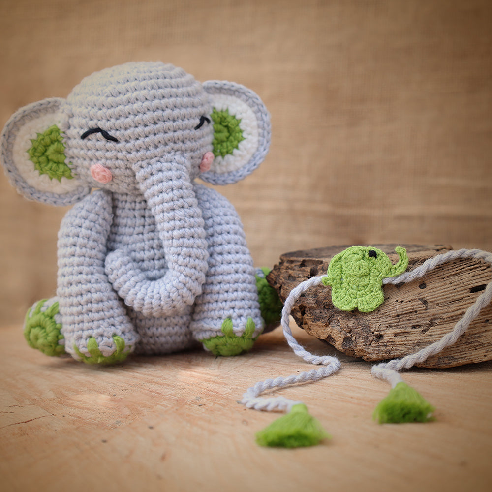 Sitting Elephant Stuffed Plush Toy and Elephant Rakhi (RAKHI + ELEPHANT COMBO)