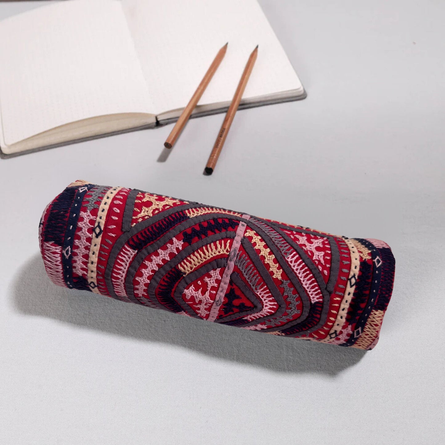 Kutch Dhebariya Hand Embroidery Cotton Pencil Pouch