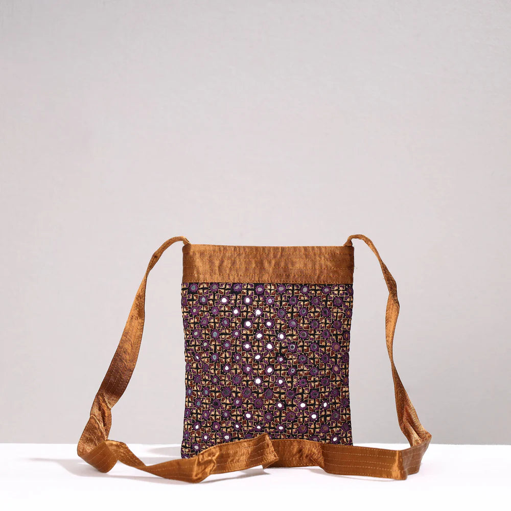 Kutch Neran Hand Emboidery Mashru Silk Sling Bag