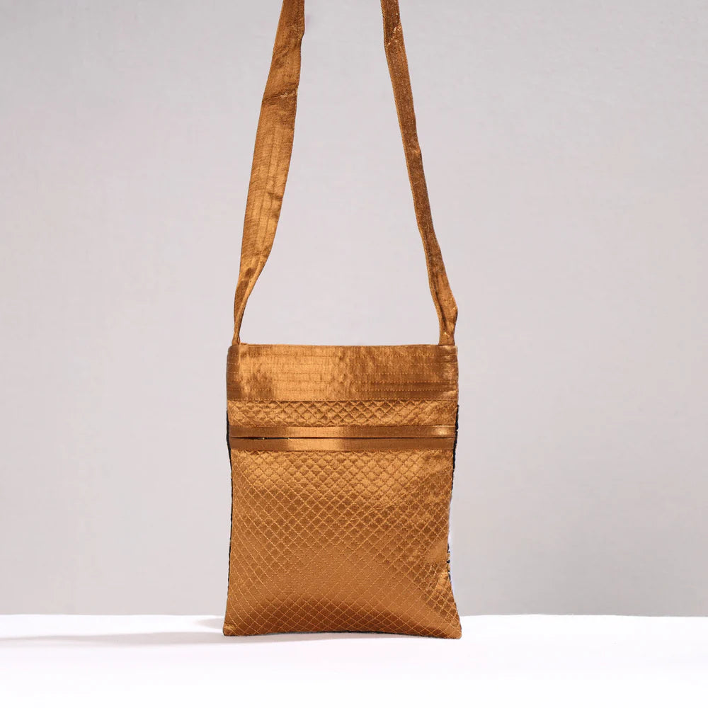 Kutch Neran Hand Emboidery Mashru Silk Sling Bag