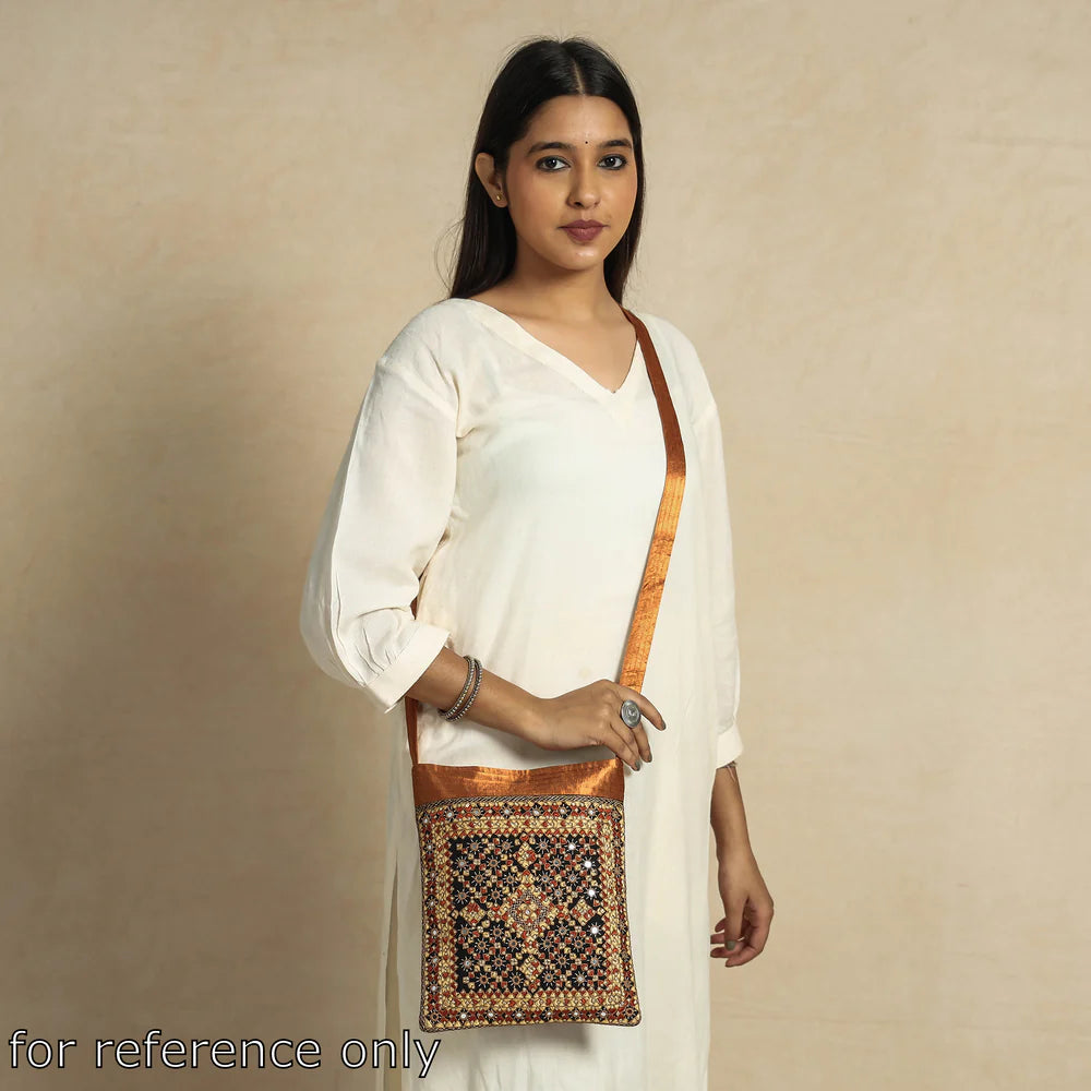 Kutch Neran Hand Emboidery Mashru Silk Sling Bag