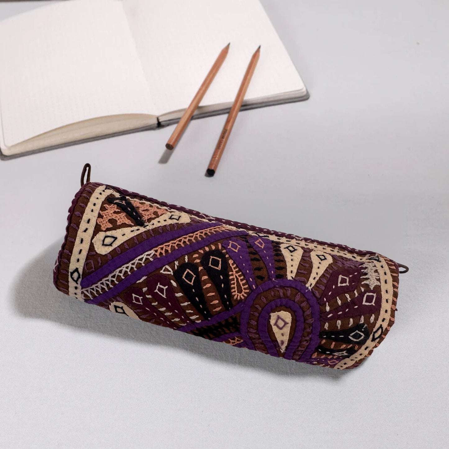 Kutch Dhebariya Hand Embroidery Cotton Pencil Pouch