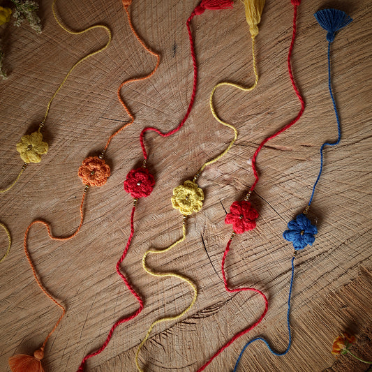 Moti Flower Rakhi Combo (Pack of 6)