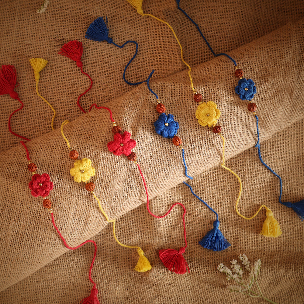 Rudraksha flower Rakhi Combo (Pack of 6)