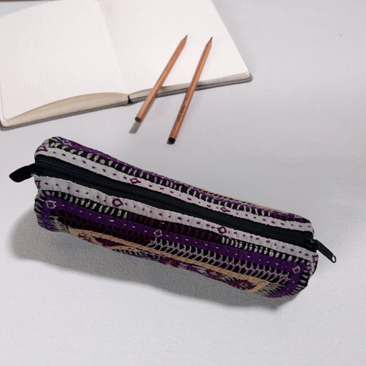Kutch Dhebariya Hand Embroidery Cotton Pencil Pouch