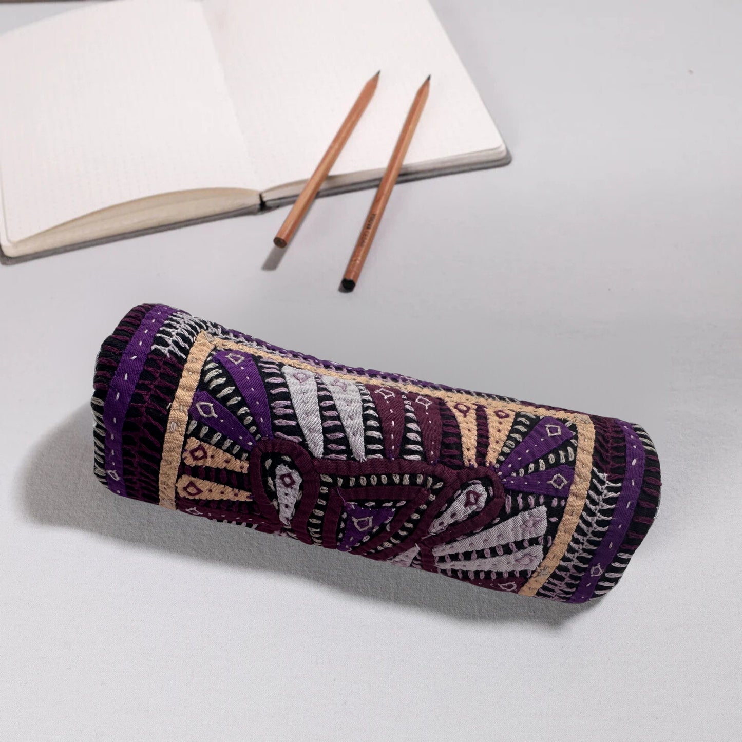 Kutch Dhebariya Hand Embroidery Cotton Pencil Pouch