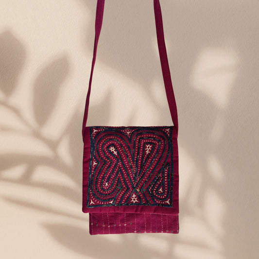 Rabari Applique Hand Embroidered Cotton Sling Bag