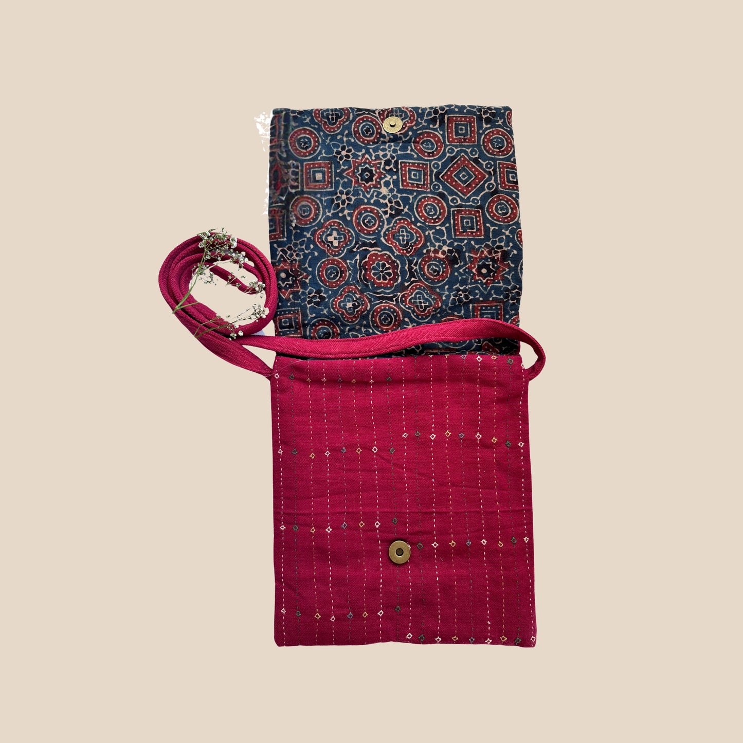 Rabari Applique Hand Embroidered Cotton Sling Bag