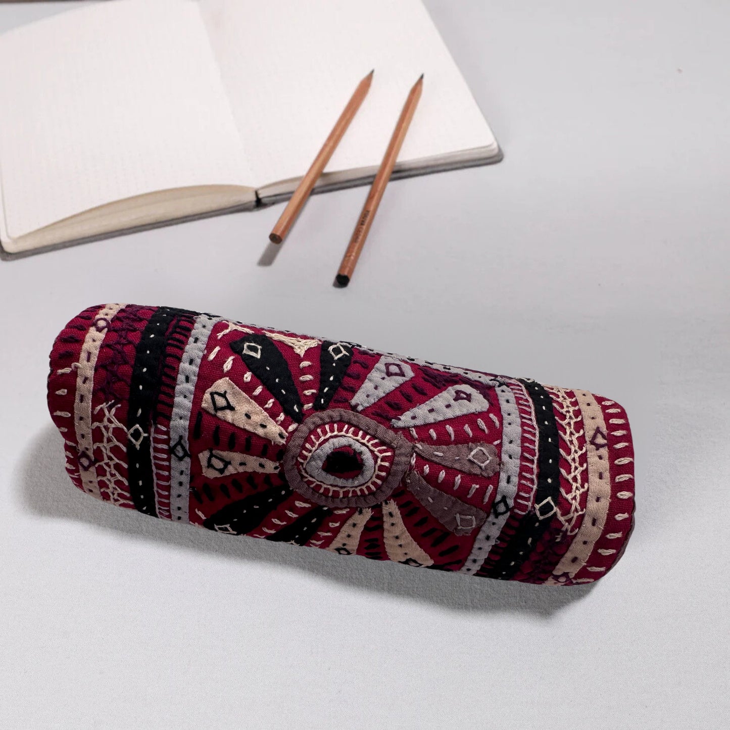 Kutch Dhebariya Hand Embroidery Cotton Pencil Pouch