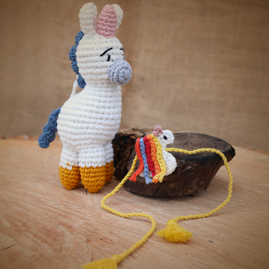 Enchanted Unicorn Plush Stuffed Toy & Unicorn Rakhi (RAKHI + UNICORN COMBO)