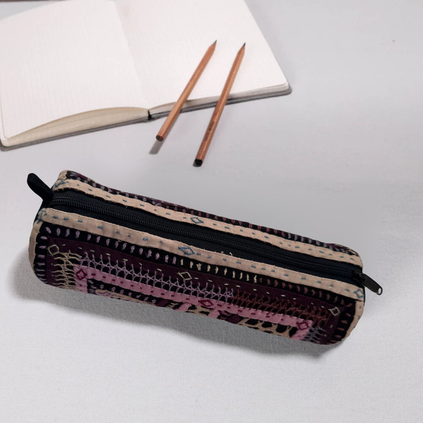 Kutch Dhebariya Hand Embroidery Cotton Pencil Pouch