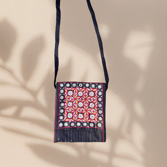 Rabari Applique Hand Embroidered Cotton Sling Bag
