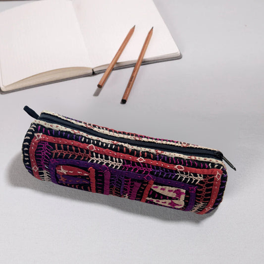 Kutch Dhebariya Hand Embroidery Cotton Pencil Pouch
