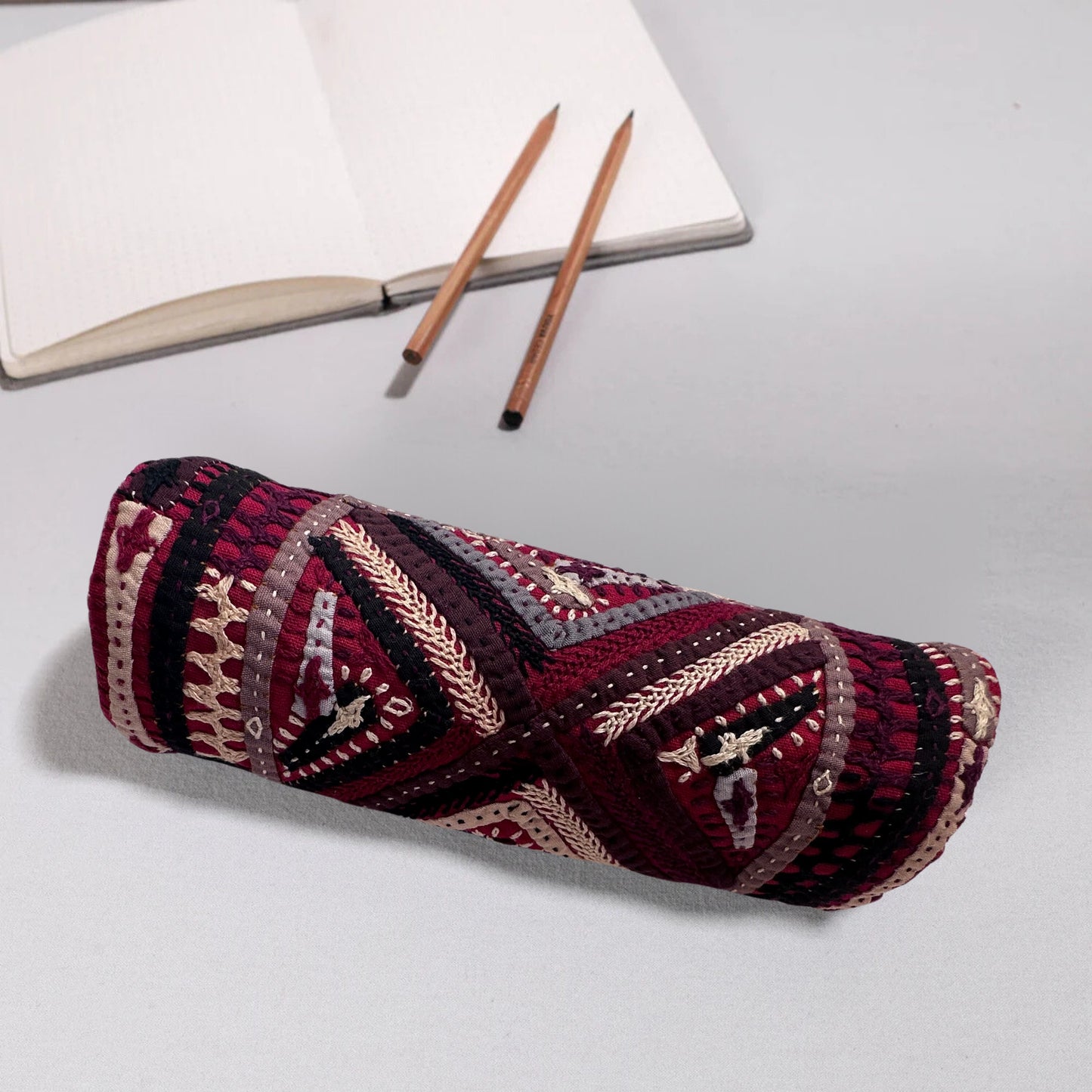 Kutch Dhebariya Hand Embroidery Cotton Pencil Pouch