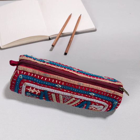 Kutch Dhebariya Hand Embroidery Cotton Pencil Pouch