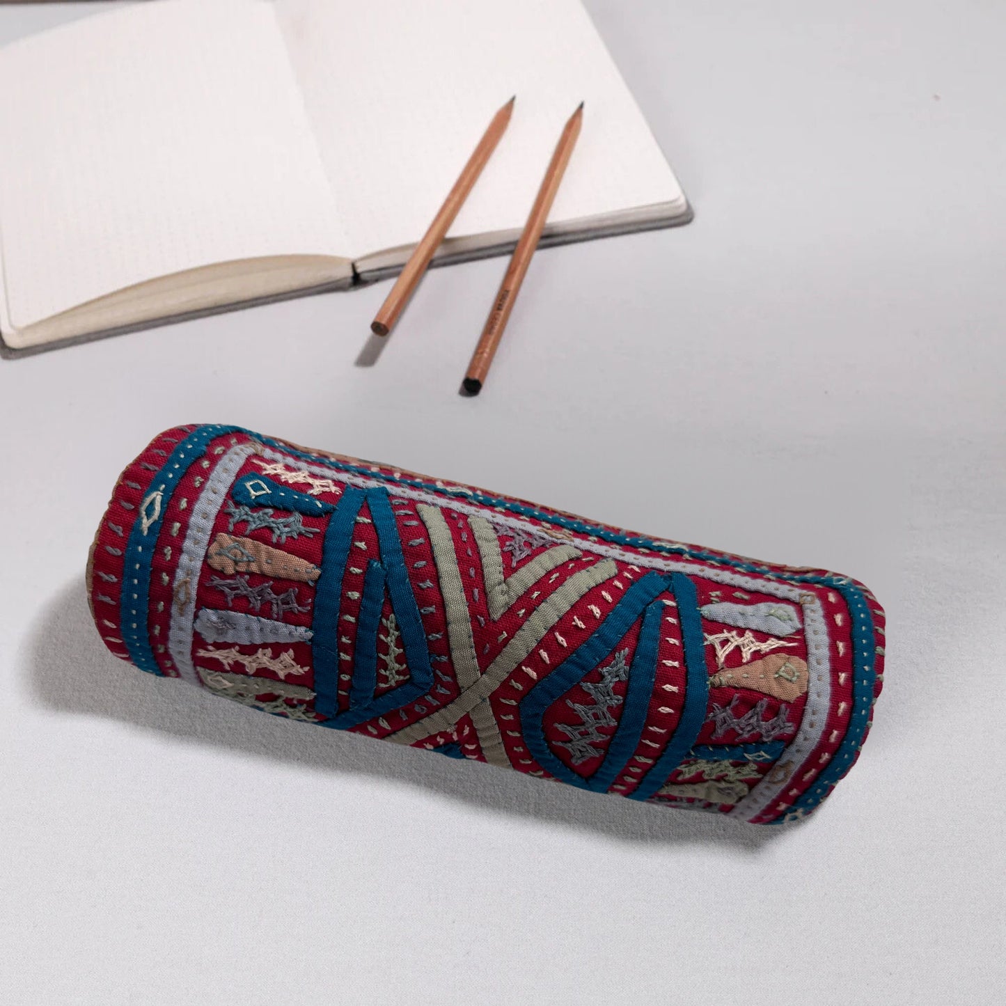 Kutch Dhebariya Hand Embroidery Cotton Pencil Pouch