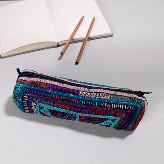 Kutch Dhebariya Hand Embroidery Cotton Pencil Pouch