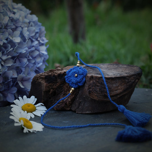 Blue Moti Flower Rakhi