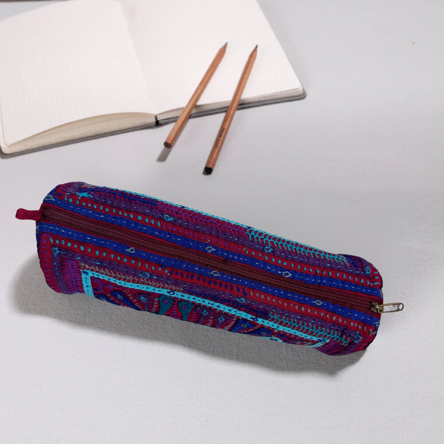 Kutch Dhebariya Hand Embroidery Cotton Pencil Pouch