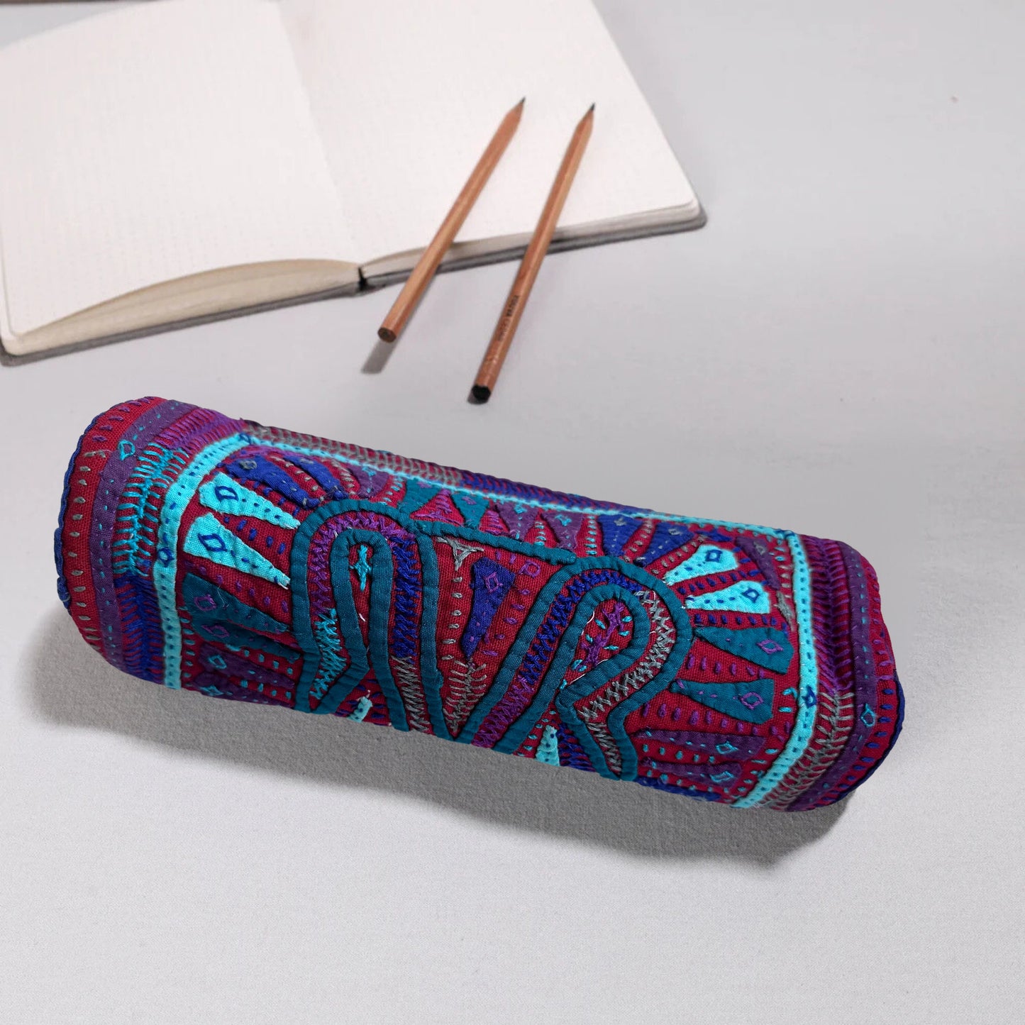 Kutch Dhebariya Hand Embroidery Cotton Pencil Pouch