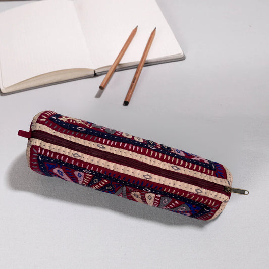 Kutch Dhebariya Hand Embroidery Cotton Pencil Pouch