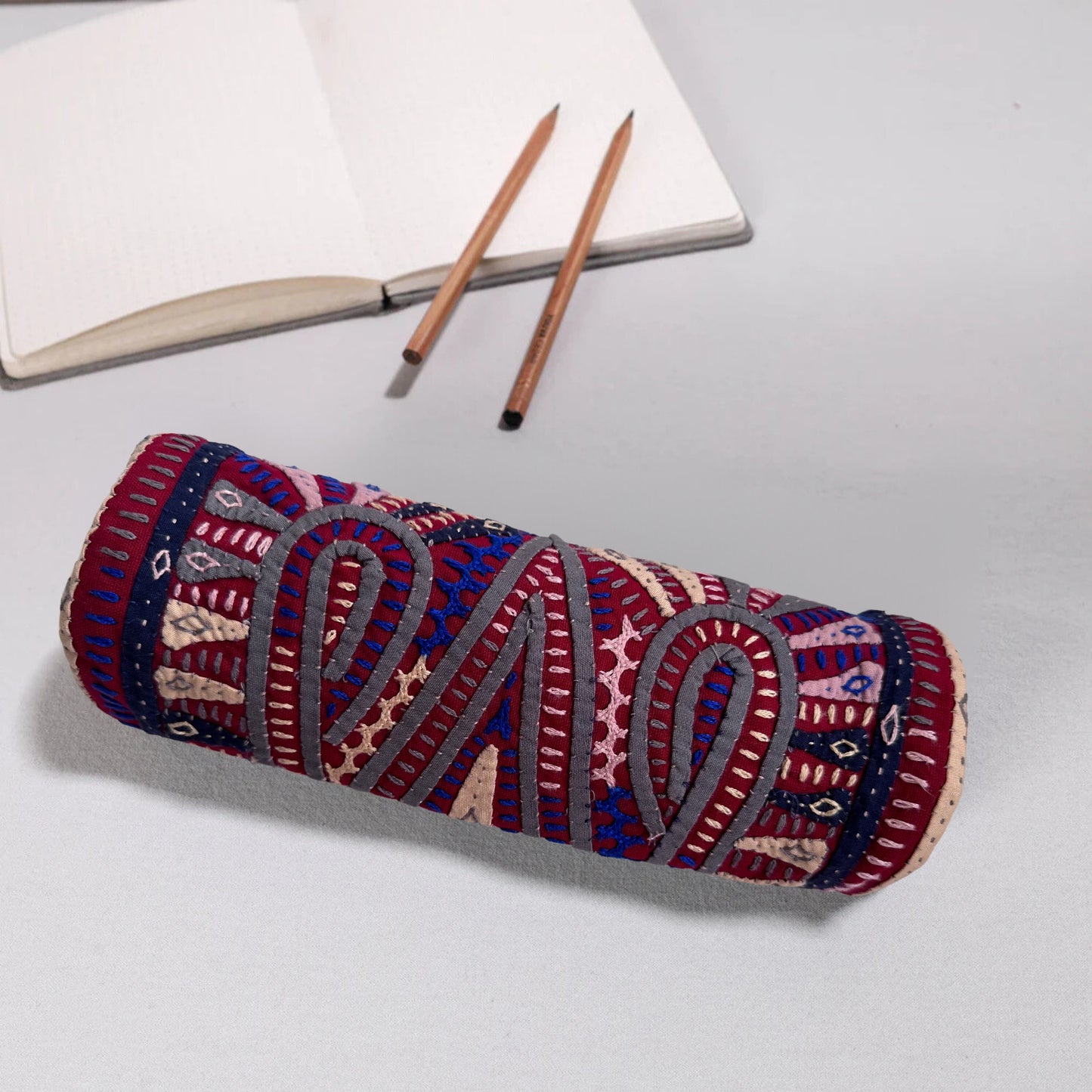 Kutch Dhebariya Hand Embroidery Cotton Pencil Pouch