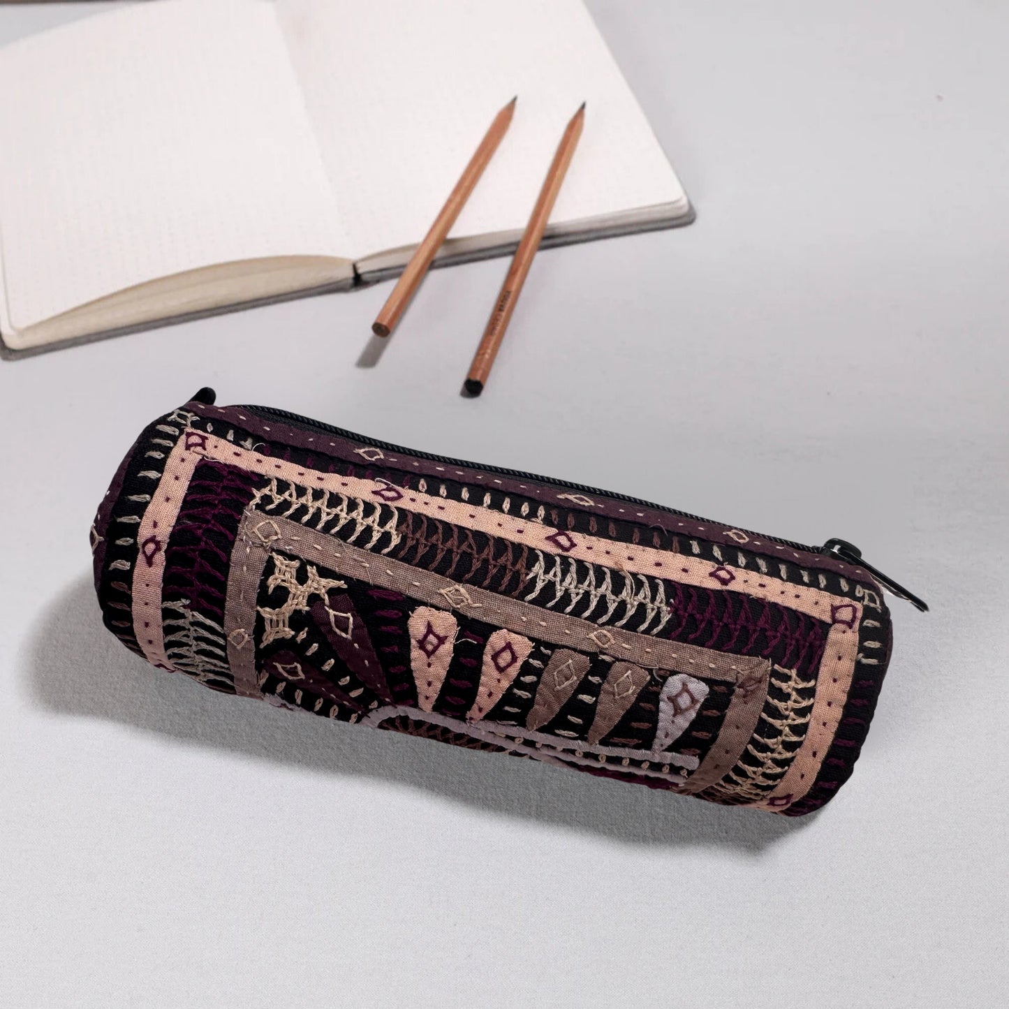 Kutch Dhebariya Hand Embroidery Cotton Pencil Pouch
