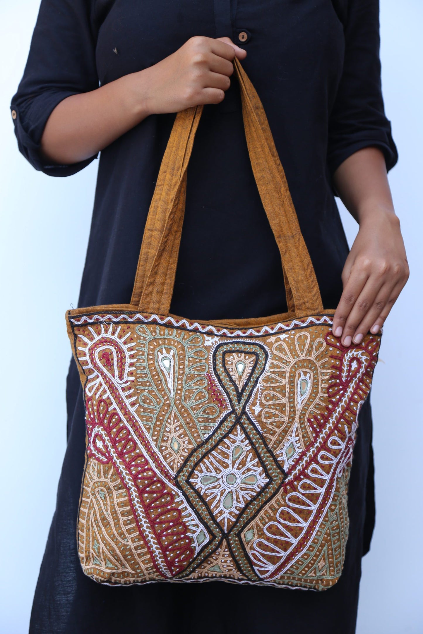 Applique Hand Embroidered Cotton Handbag