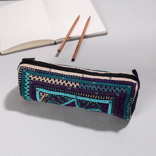 Kutch Dhebariya Hand Embroidery Cotton Pencil Pouch