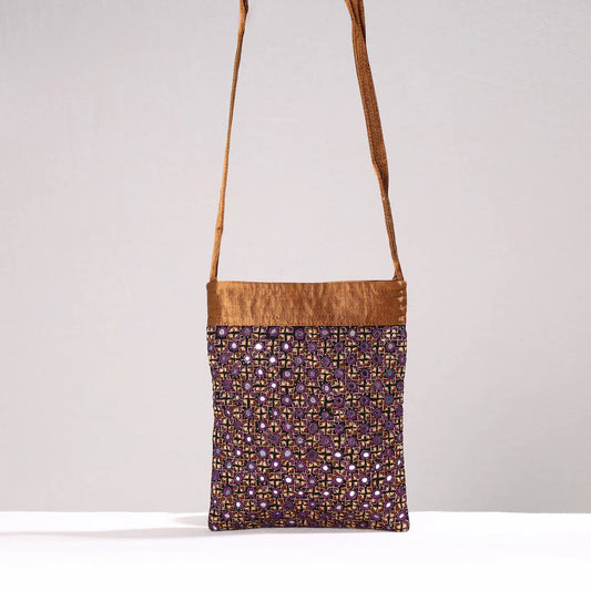 Kutch Neran Hand Emboidery Mashru Silk Sling Bag