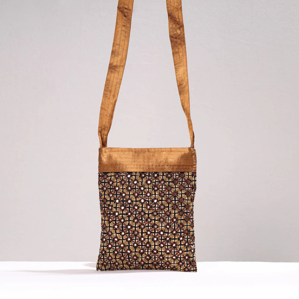 Kutch Neran Hand Emboidery Mashru Silk Sling Bag