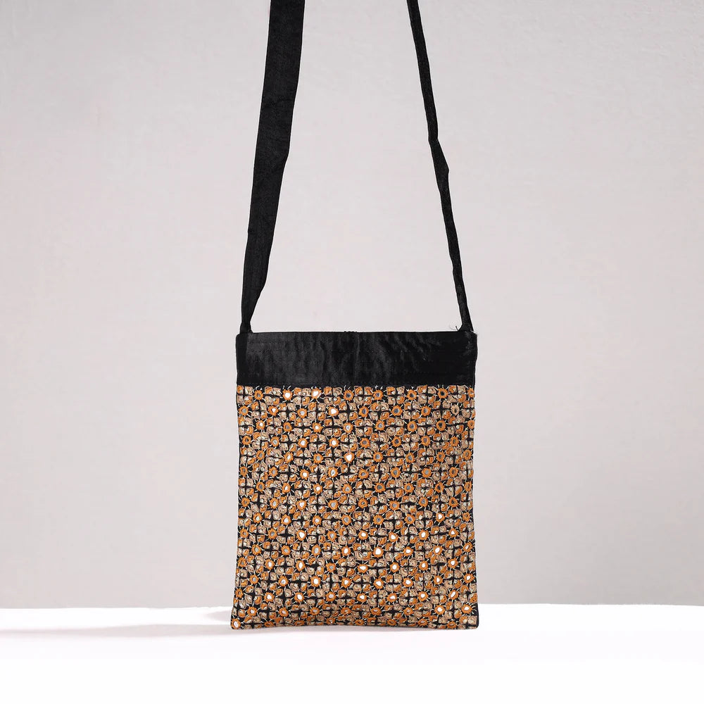 Kutch Neran Hand Emboidery Mashru Silk Sling Bag
