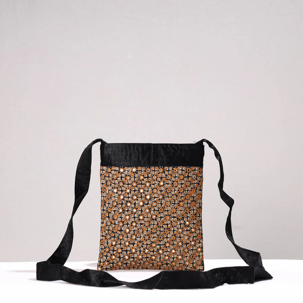 Kutch Neran Hand Emboidery Mashru Silk Sling Bag