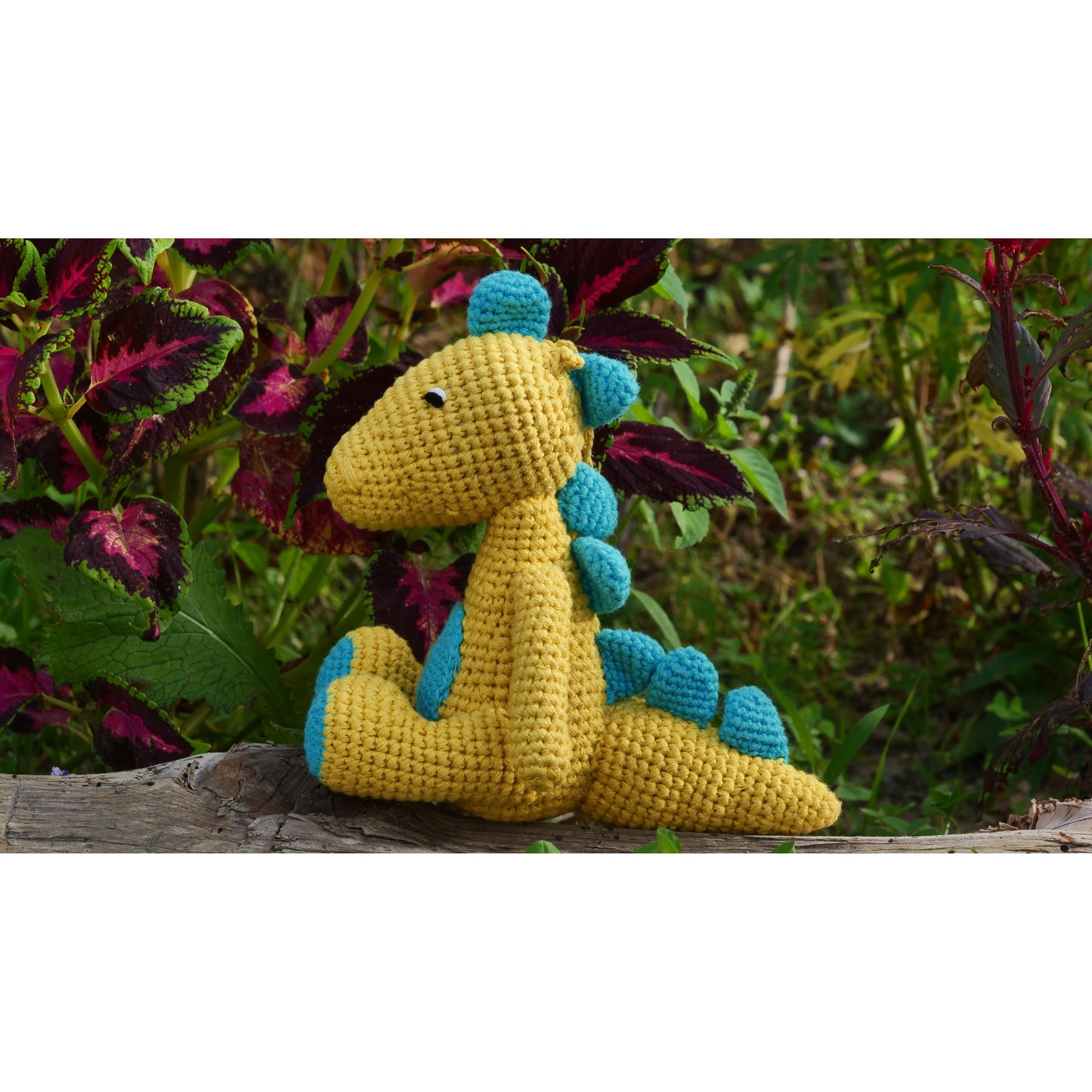 Hand Made Crochet Sitting Dinosaur