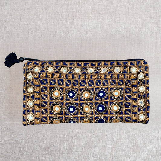 Ahir Floral Leaf Embroidered Pouch – A Unique Clutch & Organiser