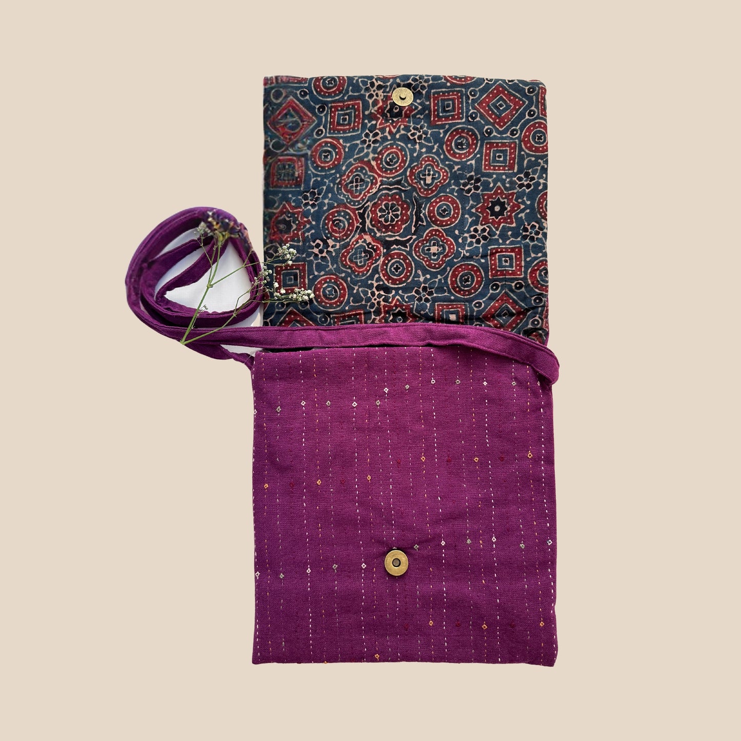 Rabari Applique Hand Embroidered Cotton Sling Bag