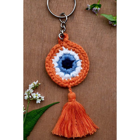 Hand Made Crochet Evil Eye Keychain