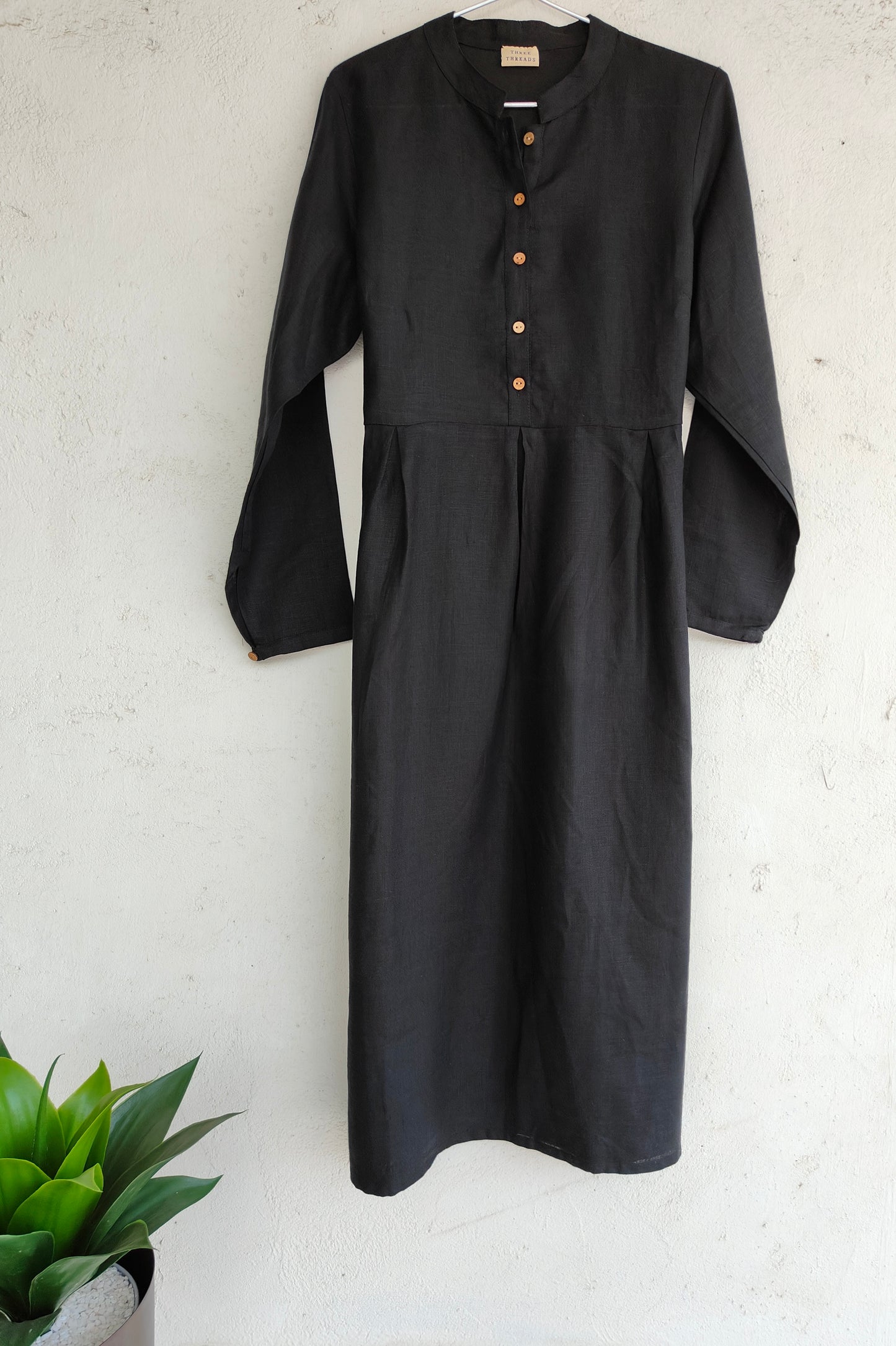 Lustrous Black Linen Dress