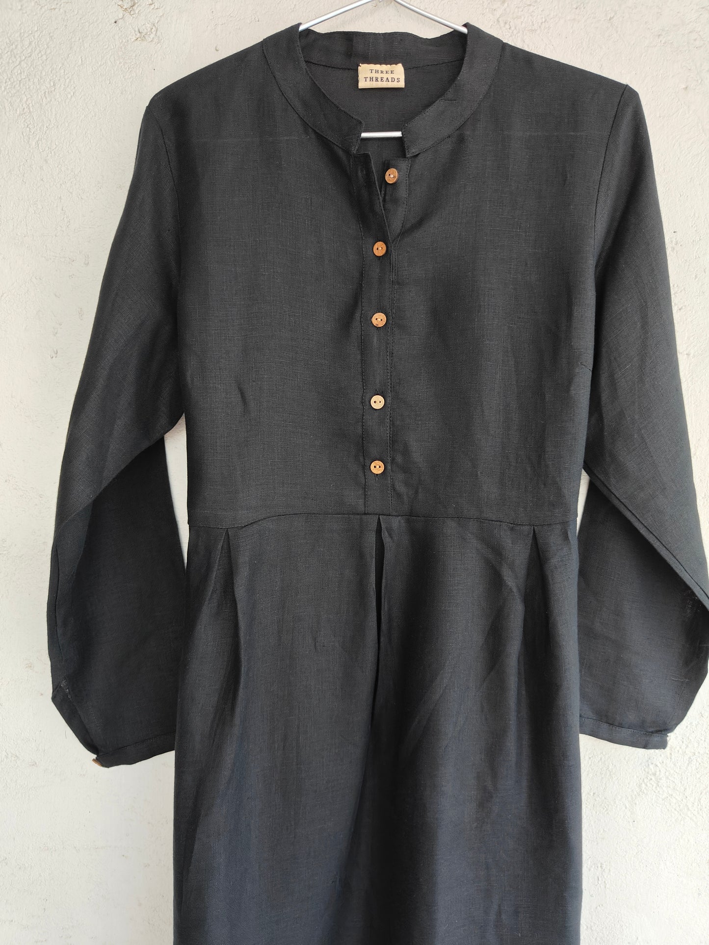 Lustrous Black Linen Dress