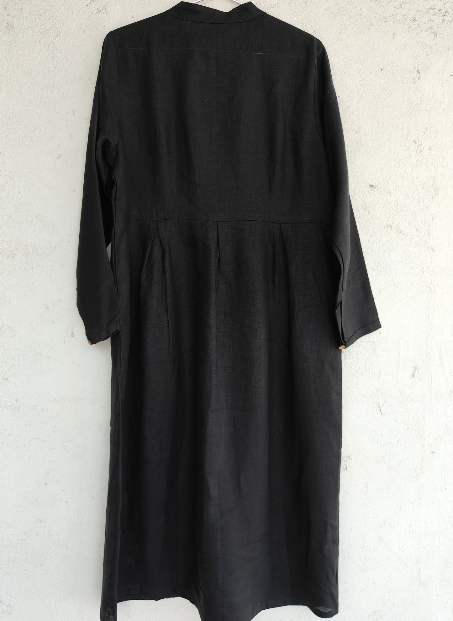 Lustrous Black Linen Dress