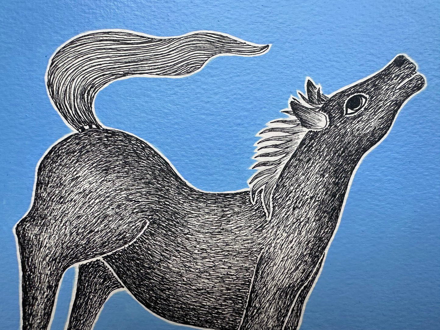Monochrome Symphony: Gond Tales on a Light Blue Canvas