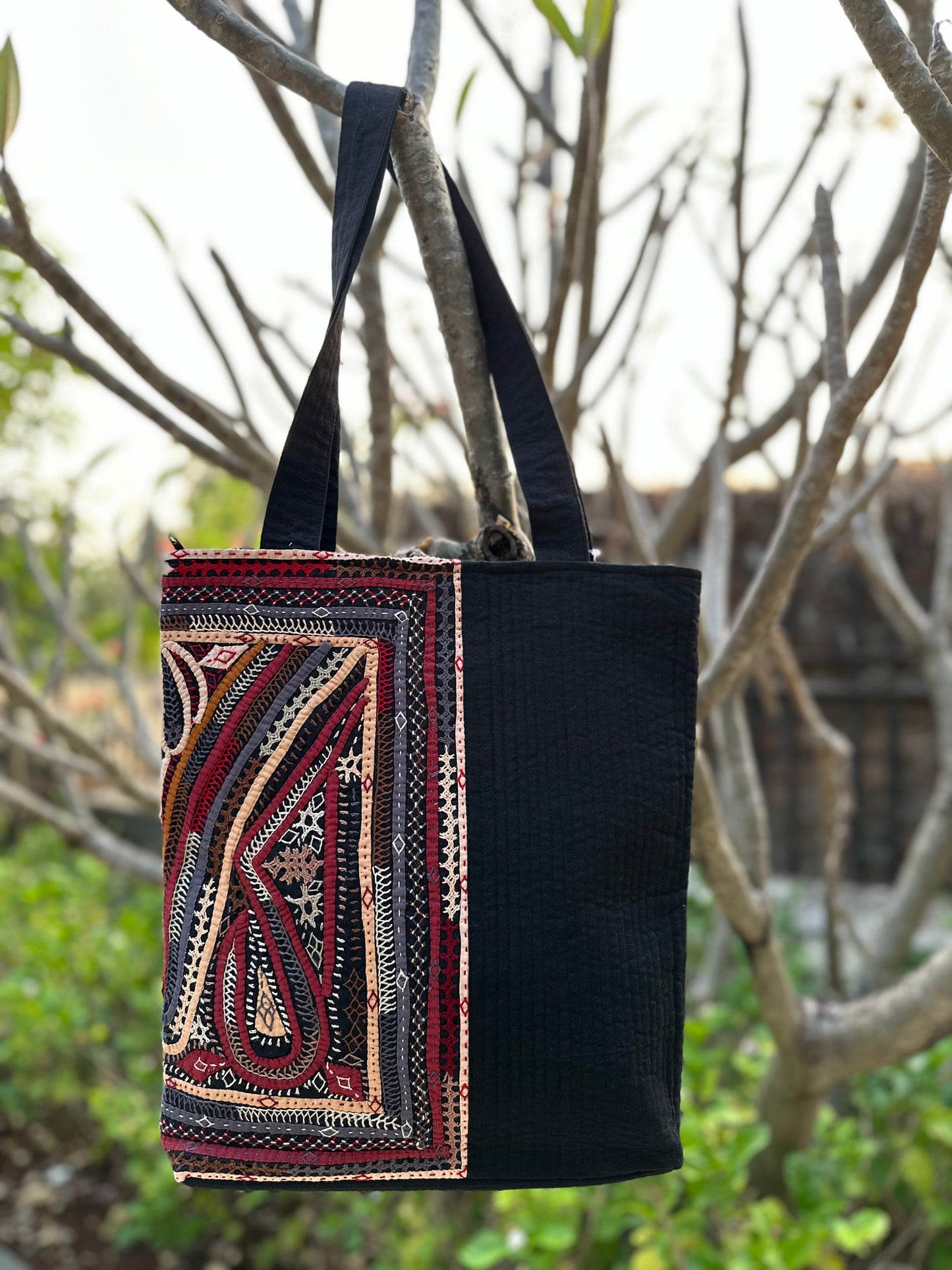 Applique Hand Embroidered Cotton Handbag