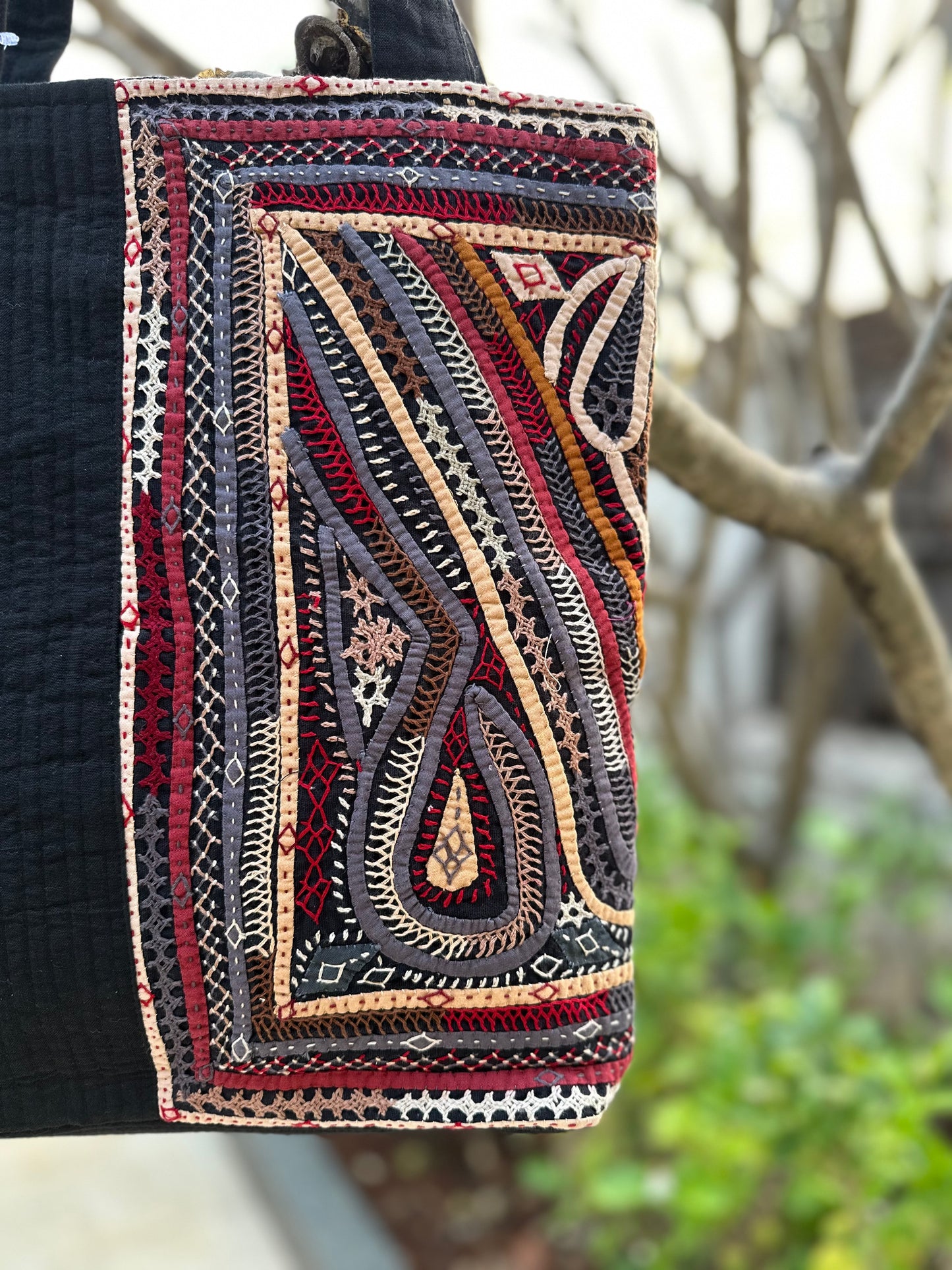 Applique Hand Embroidered Cotton Handbag