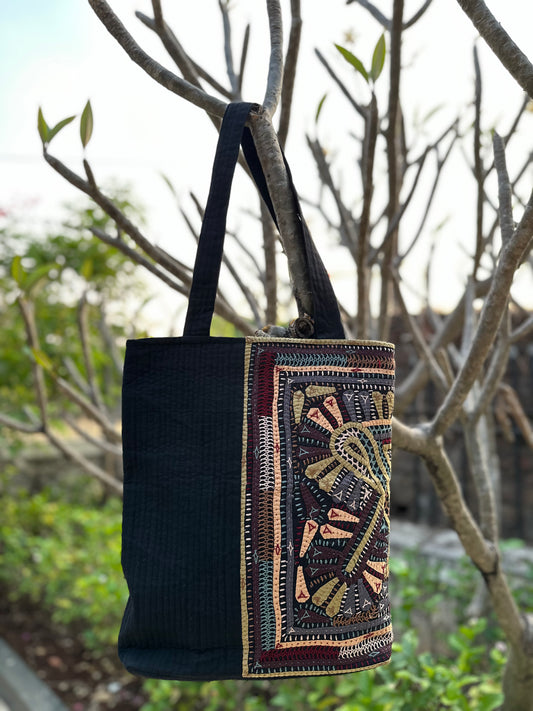 Applique Hand Embroidered Cotton Handbag