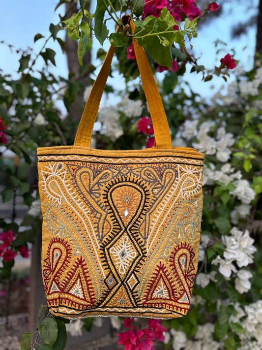 Applique Hand Embroidered Cotton Handbag