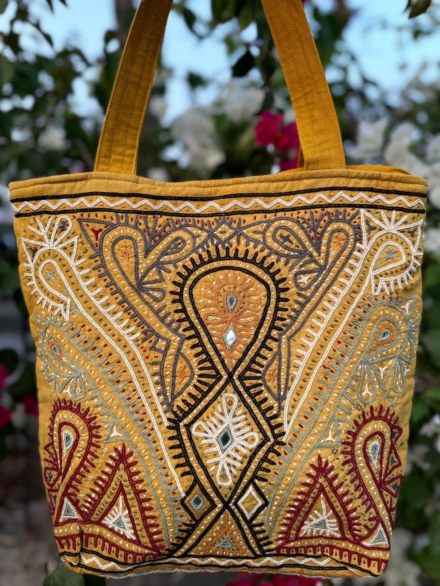 Applique Hand Embroidered Cotton Handbag