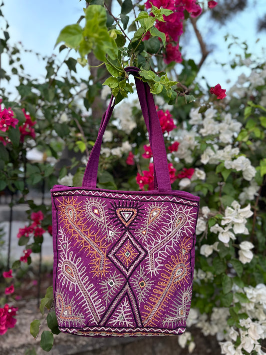 Applique Hand Embroidered Cotton Handbag