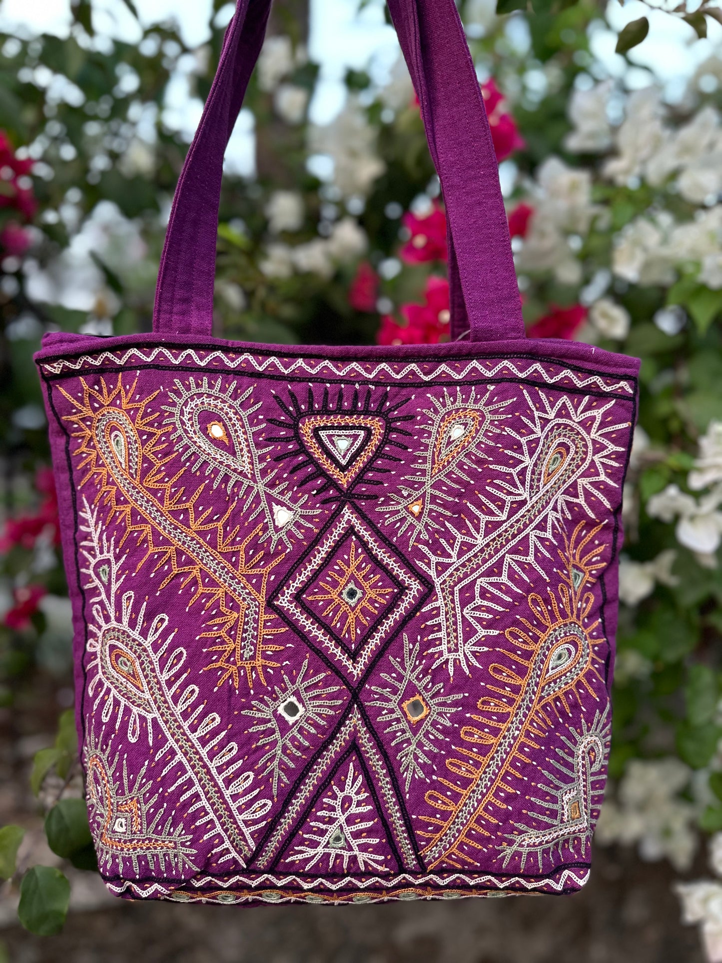 Applique Hand Embroidered Cotton Handbag