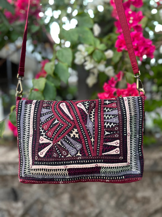 Applique Hand Embroidered Cotton Sling Bag