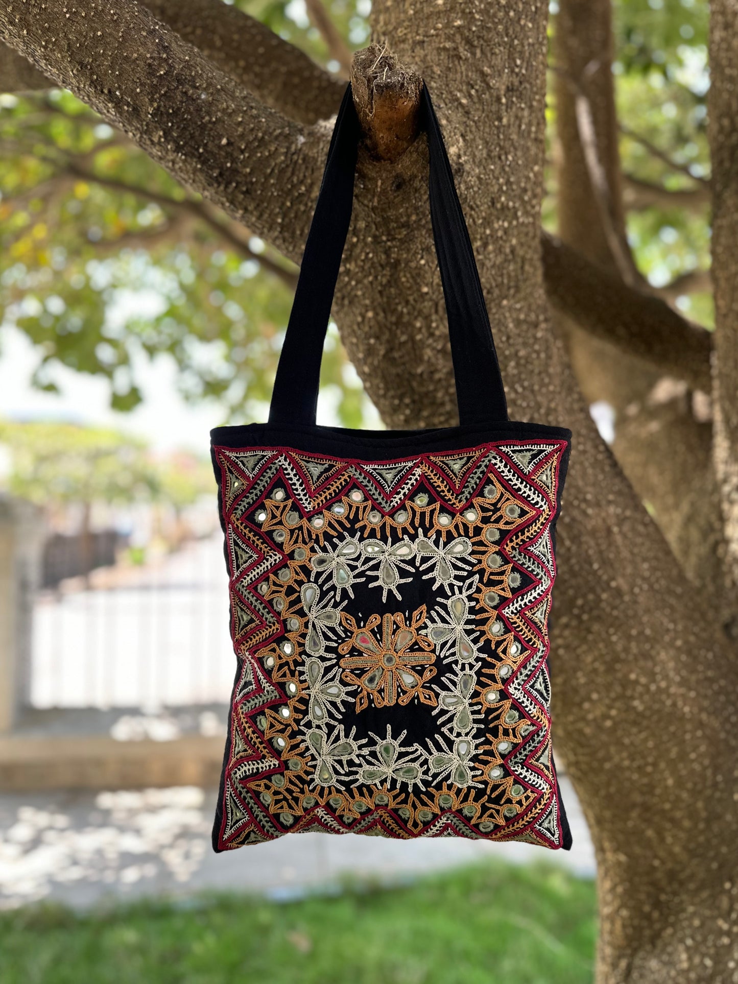 Applique Hand Embroidered Cotton Handbag